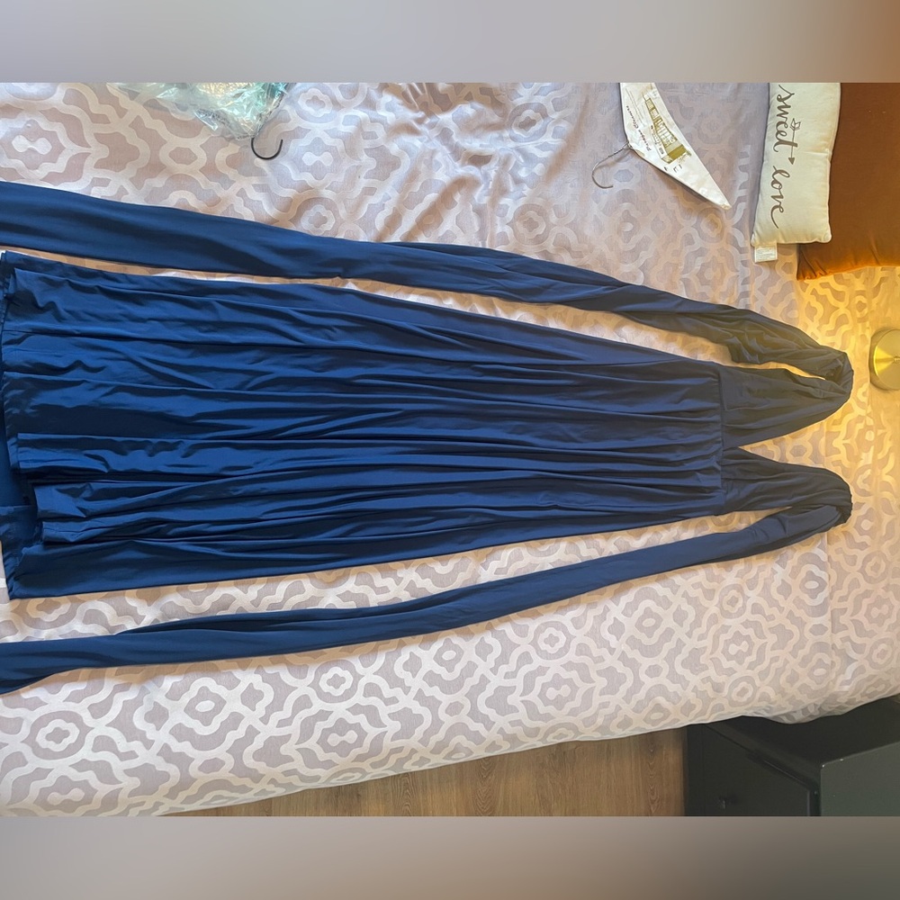 Lulus Tricks of the Trade Convertible Maxi Dress, Navy Blue, Size Medium